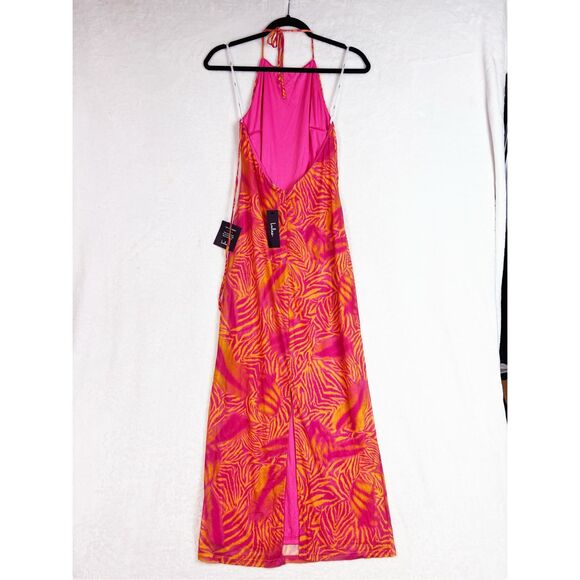 Lulus Camadi Hot Pink Animal Print Mesh Backless Midi Dress Size M NWT - Picture 6 of 9